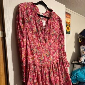 Misa Los Angeles Pink Floral Long Sleeve Dress